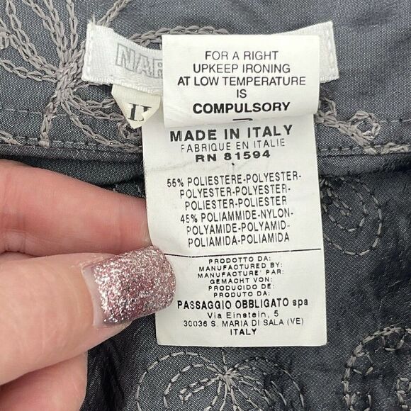 NaraCamicie Formal Top Gray Silver Embroidered Jewel Belted V Neck Size III M - Picture 11 of 12